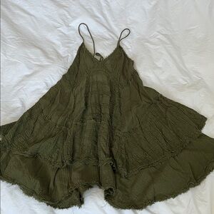 Free people cotton green summer mini dress/long blouse boho bohemian sleeveless